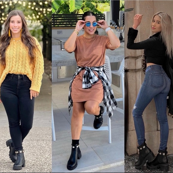 Adjustable Jeweled Ankle Strap Black Chelsea Boot - Picture 8 of 11